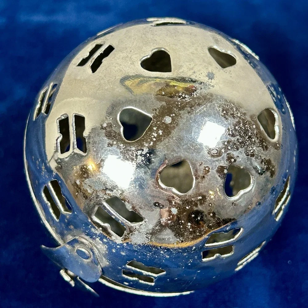 Vintage Silverplate Friendship Ball Potpourri Holder Ornament Pomander